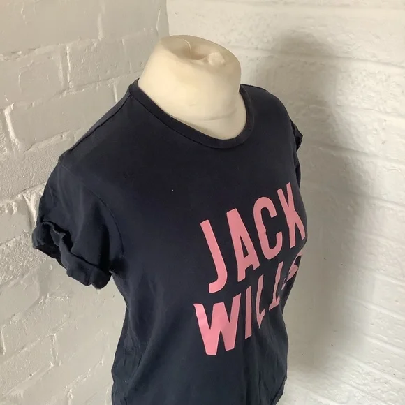 Jack Wills Round Neck T Shirt - Size 8 - Navy & Pink - Cotton - P2P 18” - Picture 4 of 7